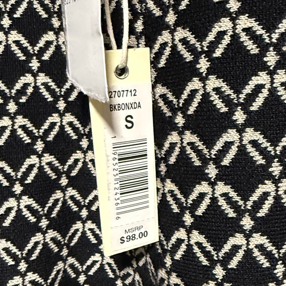 MAX STUDIO Black Bone Geometric Knit A-Line Skirt 2707712 Small - Picture 2 of 7
